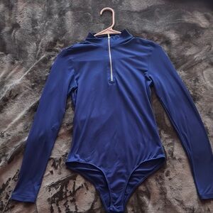 Blue Long Sleeve Zip Bodysuit